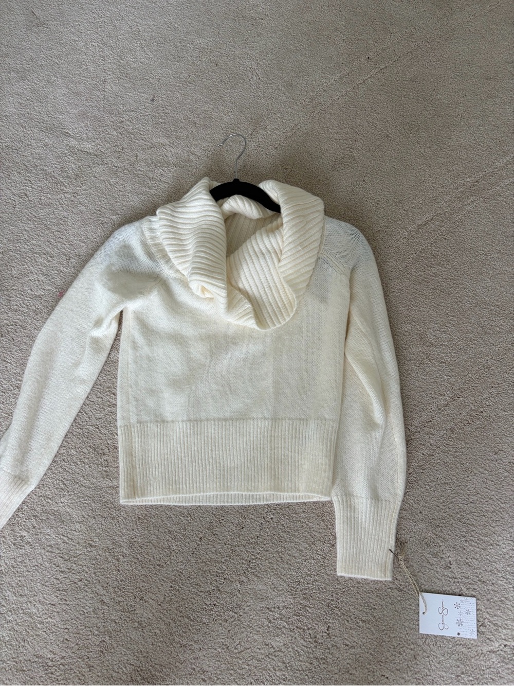 Jessica Simpson Cream Ribbed Cowl Neck Sweater